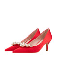 THIN HEELS POINTED PEARL RHINESTONE SHOES