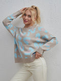 CLASSY MATCHING COLOR LEOPARD CREWNECK SWEATER
