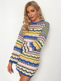 CLASSY ROUND NECK RAINBOW STRIPED PULLOVER SWEATER