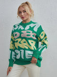 FASHION LOOSE LETTER ROUND NECK SWEATER