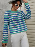 FASHION WOMEN STRIPED PULLOVER SWEATER