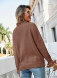 Button Wood Ear V-neck Sweater