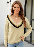 CASUAL LOOSE LONG SLEEVE V-NECK KNITTING SWEATER