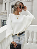 FASHION LOOSE SOLID COLOR BAT SLEEVE SWEATER