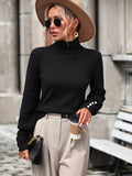 STYLISH WOMEN TURTLENECK BEADED SWEATER