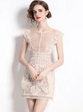 EMBROIDERED LACE FLOWER SWEET DRESS