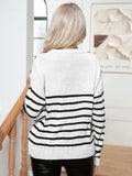 FASHION STRIPED BUTTON TWISTED TWIST VINTAGE SWEATER