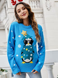 FASHION ROUND NECK LONG SLEEVE SEQUINED ANIMAL CHRISTMAS SWEATER