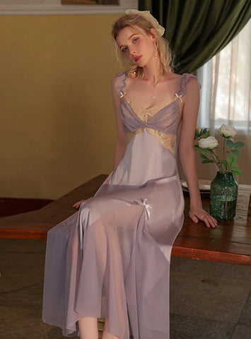 SEXY CASUAL BACKLESS SOLID COLOR SUSPENDER NIGHTDRESS