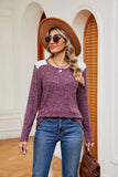 PIT STRIPE CONTRAST SPLICING LONG SLEEVE ROUND NECK T-SHIRT
