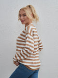 CLASSY STRIPED MULTICOLOR ROUND NECK TOP LOOSE SWEATER