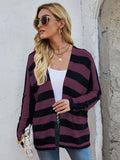 CASUAL BAT SLEEVE KNITTED LOOSE STRIPED COAT