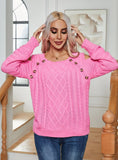 FASHION BUTTON LONG SLEEVE KNITTED PULLOVER SWEATER