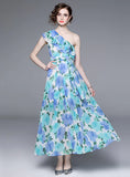2023-FLOUNCE SEA SIDE HOLIDAY PRINTED CHIFFON DRESS