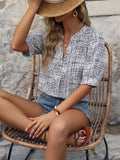 V-NECK PLAID STAND-UP COLLAR SHIRT