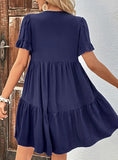 V-NECK FOLDING CAKE DRESS
