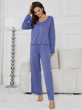 FASHION SOLID COLOR LONG-SLEEVED PAJAMAS SUIT