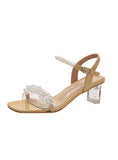 PEARL CRYSTAL AND HIGH-HEELED SANDALS