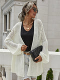 FASHION SOLID COLOR CARDIGAN FLARED SLEEVE SWEATER
