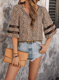 LEOPARD PRINT SHIRT GAUZE STITCHING DRESS