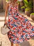 PRINTED HOLIDAY SLING LONG DRESS