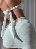 TUBE TOP THREE-PIECE BEACH BIKINI