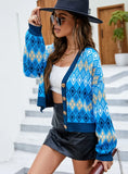 FASHION RETRO DIAMOND LONG SLEEVE KNITTED COAT