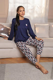 FASHION LONG SLEEVE FLORAL TROUSERS TWO-PIECE SUIT