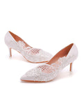 POINTED SHOES LACE POINTED WEDDING SHOES