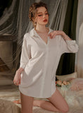 FASHION SHIRT STYLE LAPEL BACKLESS BOW NIGHTDRESS