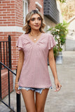 SOLID COLOR V-NECK LOOSE SHORT-SLEEVED T-SHIRT
