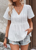 SUMMER V-NECK STITCHING SHIRT