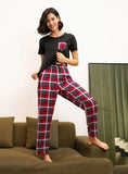 FASHION SHORT-SLEEVED PLAID PAJAMAS SET