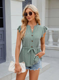 SOLID COLOR BUTTON LOOSE T-SHIRT