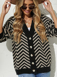 Striped Stitching Button Cardigan Sweater Coat