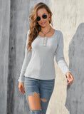 ROUND NECK LONG SLEEVE SOLID COLOR T-SHIRT