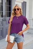 ROUND NECK LACE STITCHING SHORT SLEEVE T-SHIRT