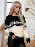 FASHION JACQUARD RETRO LONG-SLEEVED KNITTED PULLOVER SWEATER