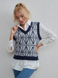 CLASSY FASHION GEOMETRIC SWEATER VEST