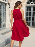 SOLID COLOR HALTER SLEEVELESS DRESS