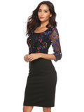 SEXY LACE EMBROIDERED STITCHING DRESS