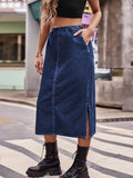 ELASTIC WAIST DRAWSTRING DENIM SKIRT