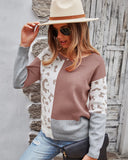 FASHION SPLICED CONTRAST CREWNECK PULLOVER SWEATER