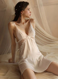 FASHION SATIN GAUZE SUSPENDER NIGHTDRESS