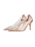 TRANSPARENT RHINESTONE BANQUET POINTED THIN HIGH HEELS SHOES