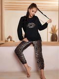 FASHION LONG SLEEVE LEOPARD PAJAMAS SUIT