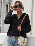 CLASSY LEISURE HOODED PULLOVER SINGLE-BREASTED SWEATER