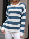 FASHION CONTRAST STRIPED KNITTED SWEATER