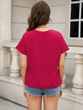 SHORT-SLEEVED SOLID COLOR V-NECK TWISTED SHIRT