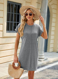 ROUND NECK SHORT SLEEVE LOOSE DRESS